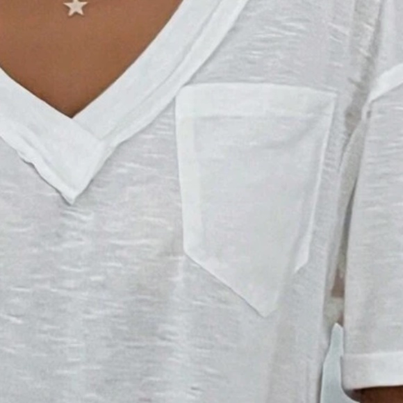 021 Black V neck Pocket Raw Detail Short Sleeve Oversized Tee - Picture 14 of 17